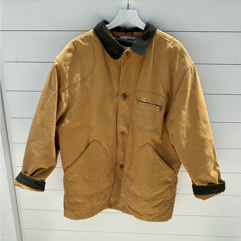 L.L. Bean Men's Brown Jacket with Dark Green Trim